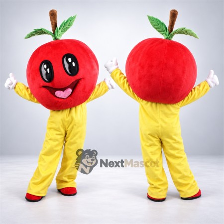 Apple Head Character Mascot Costume - Red, Yellow Outfit Apple Head Character Mascot Costume - Red, Yellow Outfit