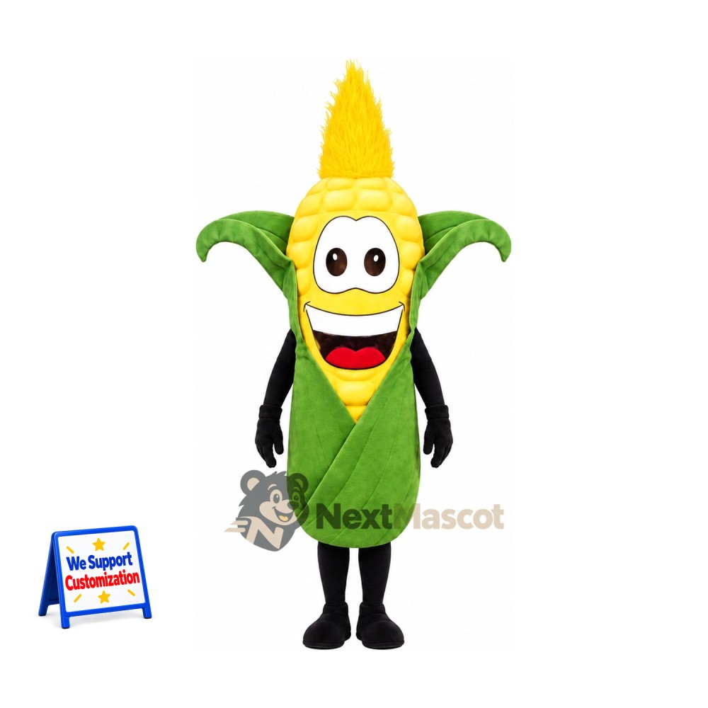 Corn Mascot Costume - Green Husk and Black Legs Corn Mascot Costume - Green Husk and Black Legs