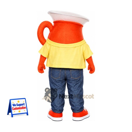 Mug Mascot Costume - Orange, Yellow Shirt and Jeans