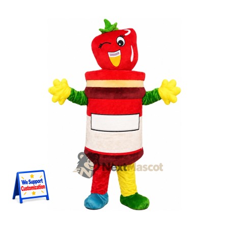 Strawberry Jam Jar Mascot Costume for Food Festivals Strawberry Jam Jar Mascot Costume for Food Festivals