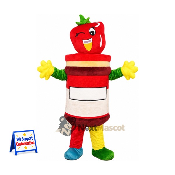 Strawberry Jam Jar Mascot Costume for Food Festivals