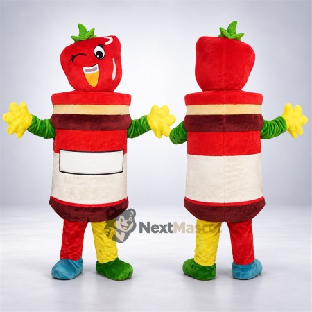 Strawberry Jam Jar Mascot Costume for Food Festivals Strawberry Jam Jar Mascot Costume for Food Festivals
