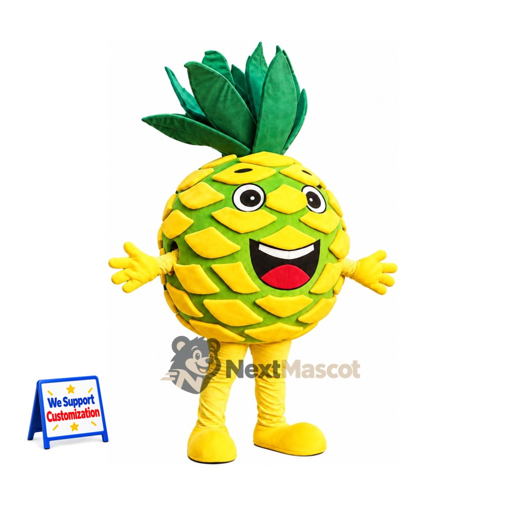 Pineapple Mascot Costume - Green Lattice and Big Smile Pineapple Mascot Costume - Green Lattice and Big Smile