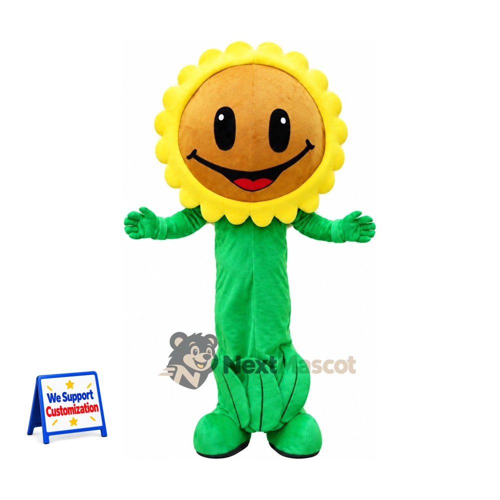 Sunflower Mascot Costume - Yellow Face and Green Body Sunflower Mascot Costume - Yellow Face and Green Body
