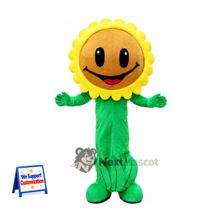 Sunflower Mascot Costume - Yellow Face and Green Body Sunflower Mascot Costume - Yellow Face and Green Body
