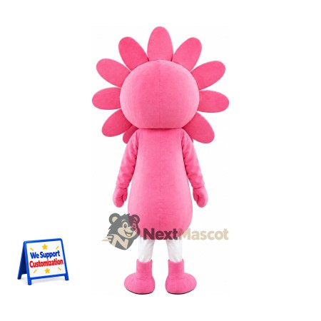 Flower Mascot Costume - Pink, Yellow Face and White Pants Flower Mascot Costume - Pink, Yellow Face and White Pants