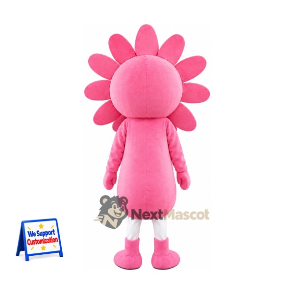 Flower Mascot Costume - Pink, Yellow Face and White Pants Flower Mascot Costume - Pink, Yellow Face and White Pants