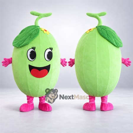 Melon Mascot Costume - Green, Pink Gloves and Shoes for Food Festivals Melon Mascot Costume - Green, Pink Gloves and Shoes for Food Festivals