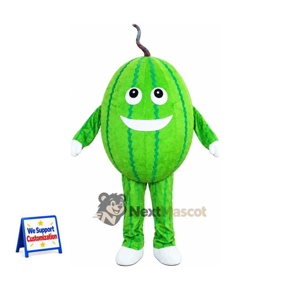 Watermelon Mascot Costume - Green Stripes and White Shoes Watermelon Mascot Costume - Green Stripes and White Shoes
