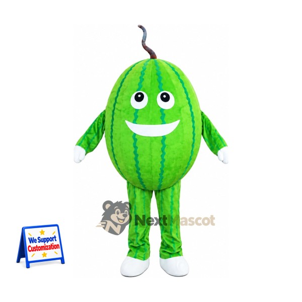 Watermelon Mascot Costume - Green Stripes and White Shoes