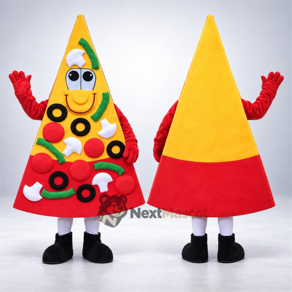 Pizza Slice Mascot Costume - Red Gloves Pizza Slice Mascot Costume - Red Gloves