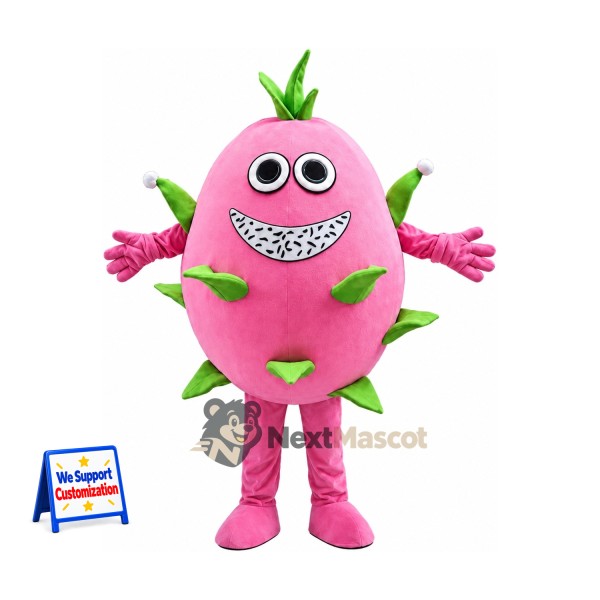 Dragon Fruit Mascot Costume - Pink, Wide Grin