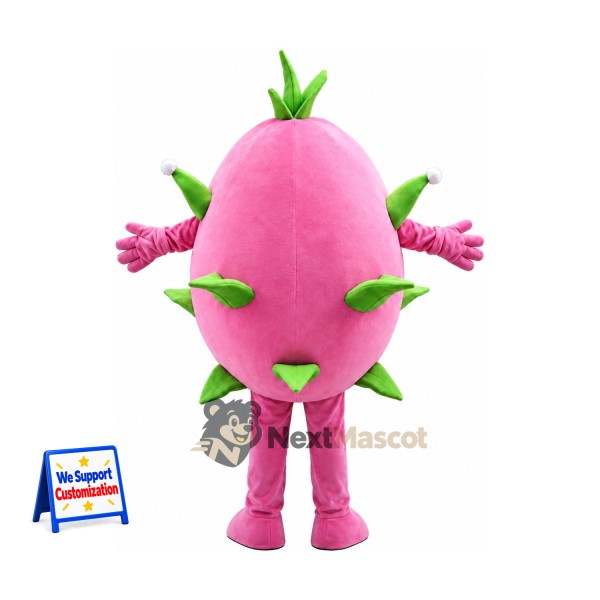 Dragon Fruit Mascot Costume - Pink, Wide Grin Dragon Fruit Mascot Costume - Pink, Wide Grin