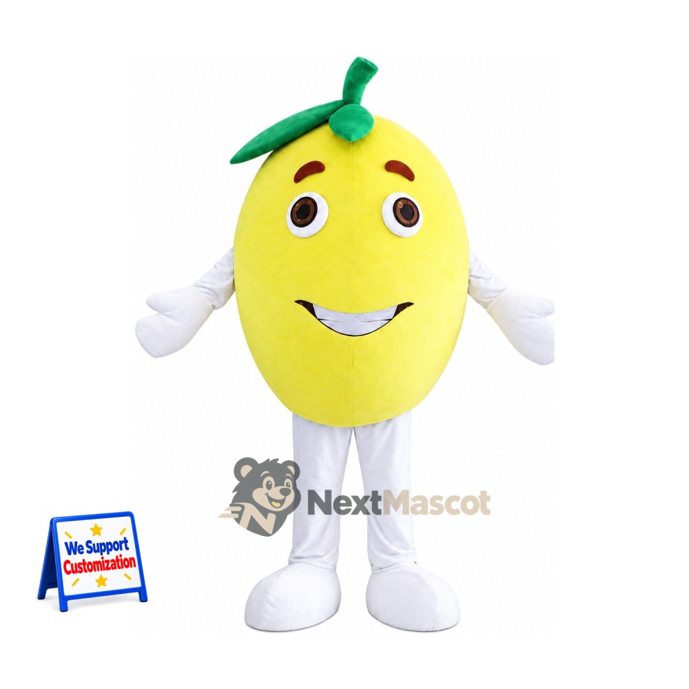 Mango Mascot Costume - Yellow, White Pants Mango Mascot Costume - Yellow, White Pants