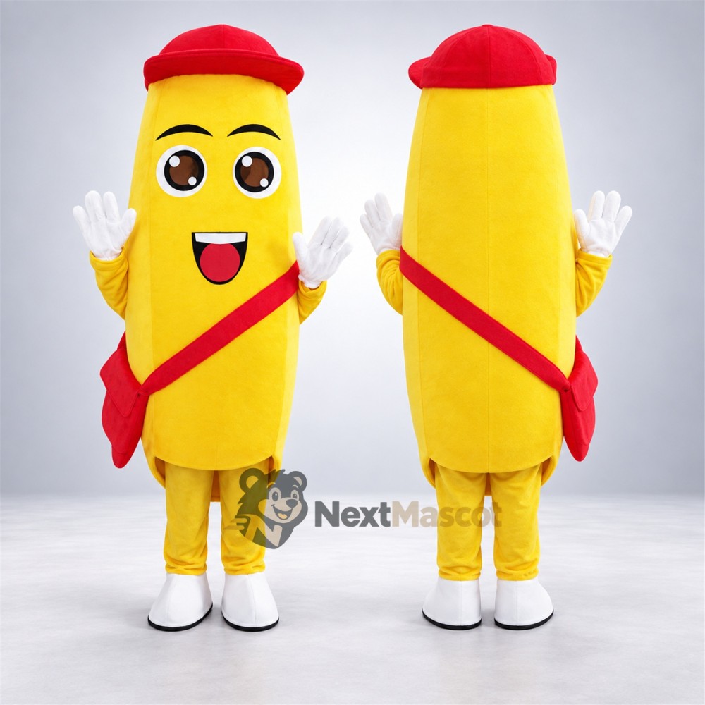 Bottle Mascot Costume - Yellow, Red Cap Bottle Mascot Costume - Yellow, Red Cap