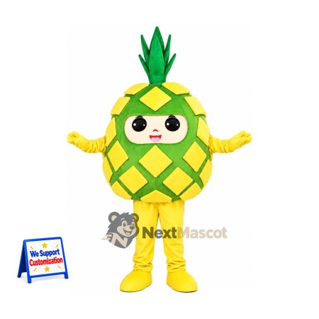 Pineapple Mascot Costume - Green Lattice and Yellow Legs Pineapple Mascot Costume - Green Lattice and Yellow Legs