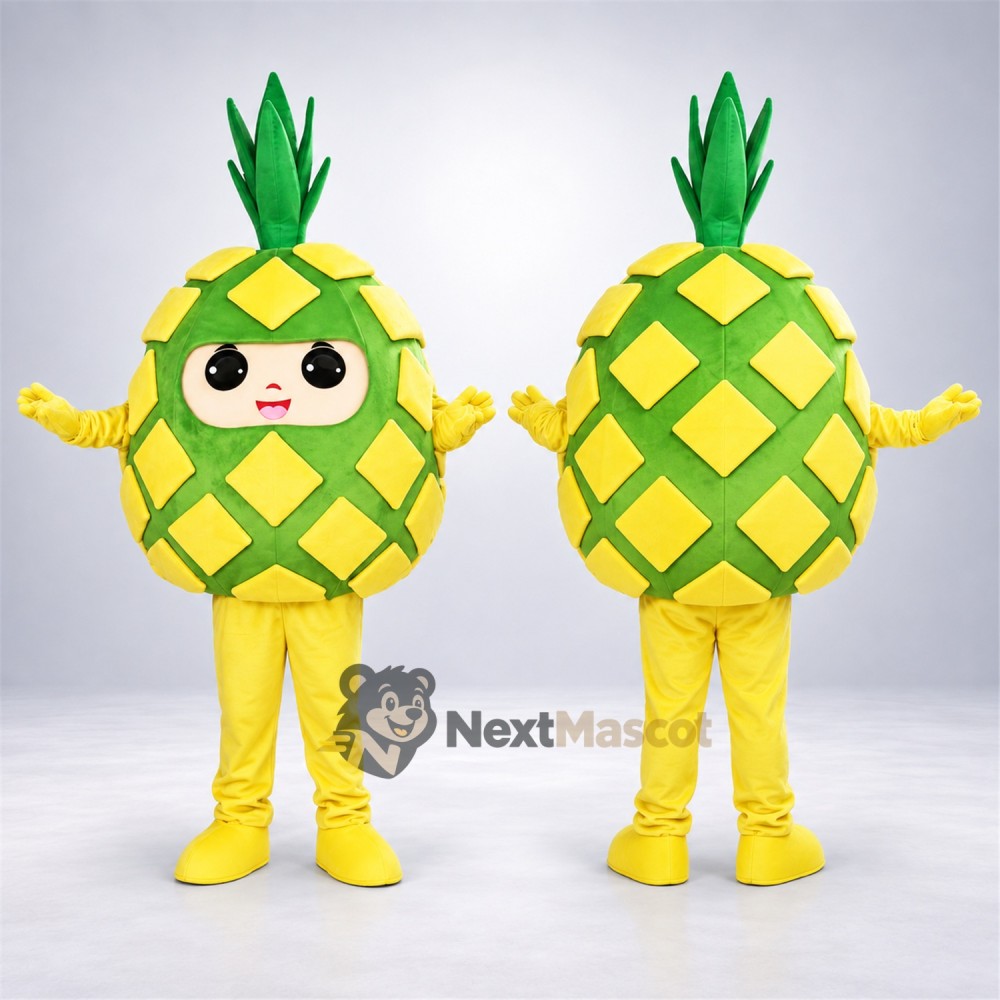 Pineapple Mascot Costume - Green Lattice and Yellow Legs Pineapple Mascot Costume - Green Lattice and Yellow Legs