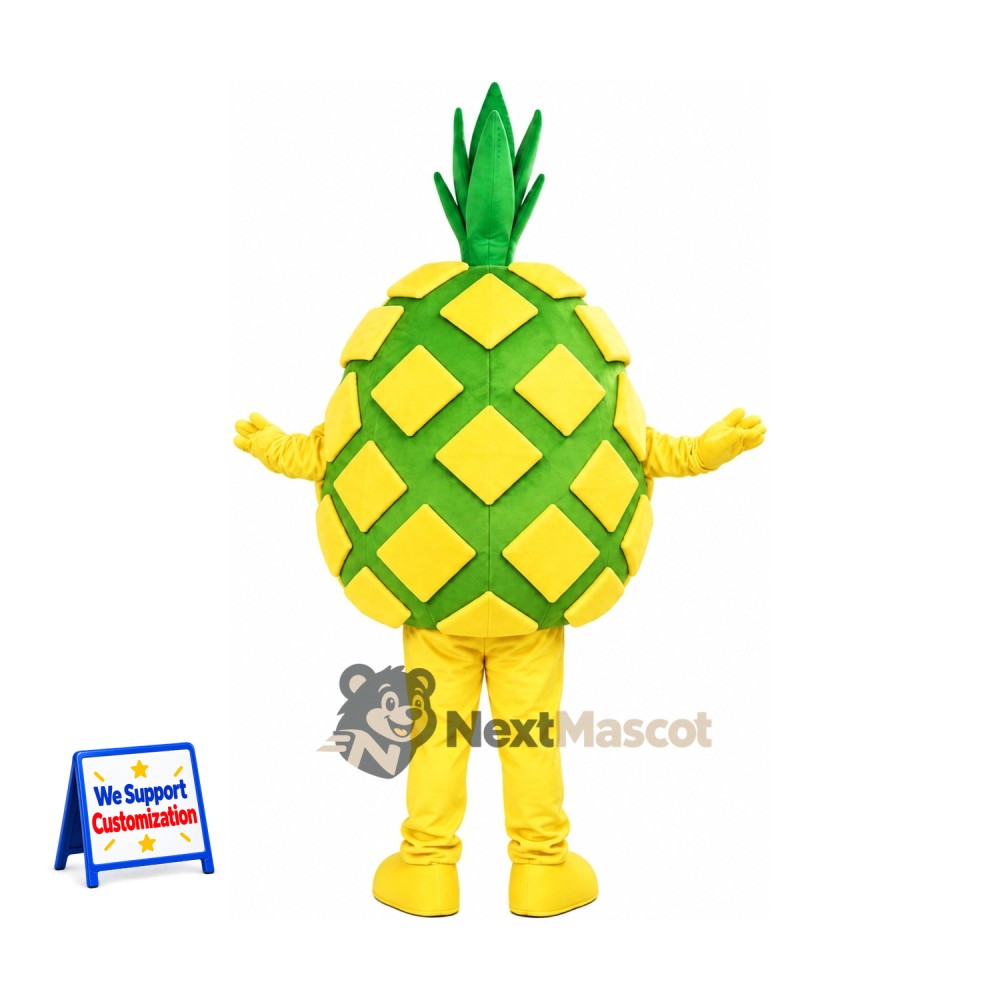 Pineapple Mascot Costume - Green Lattice and Yellow Legs Pineapple Mascot Costume - Green Lattice and Yellow Legs