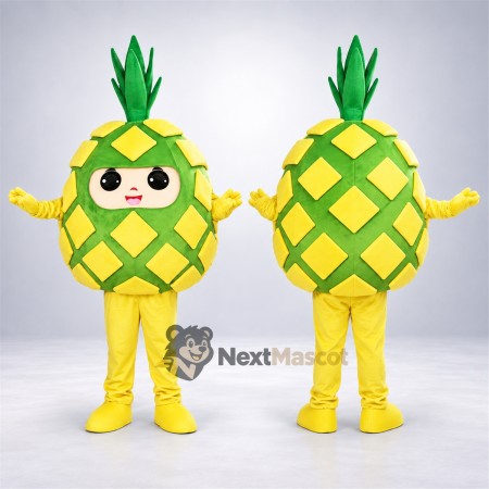 Pineapple Mascot Costume - Green Lattice and Yellow Legs Pineapple Mascot Costume - Green Lattice and Yellow Legs