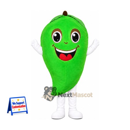 Mango Mascot Costume - Green, White Gloves and Legs Mango Mascot Costume - Green, White Gloves and Legs