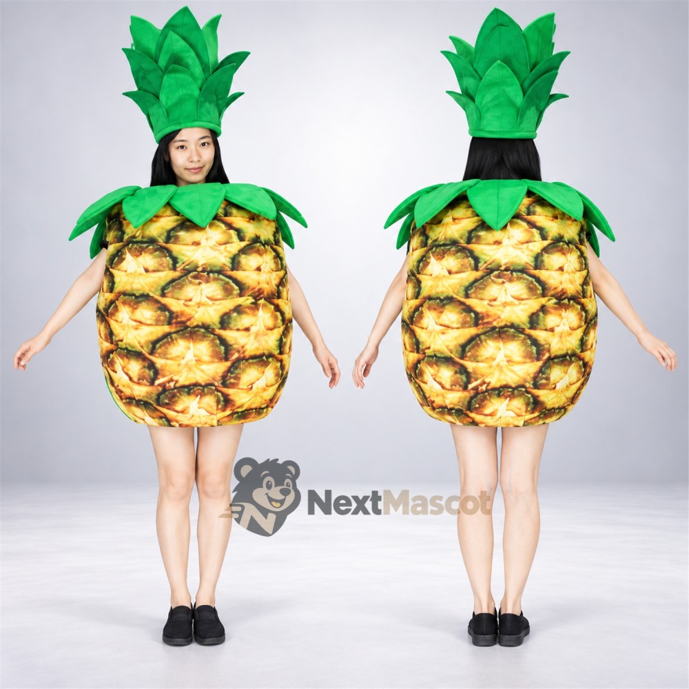 Pineapple Mascot Costume - Open Face for Food Festivals Pineapple Mascot Costume - Open Face for Food Festivals