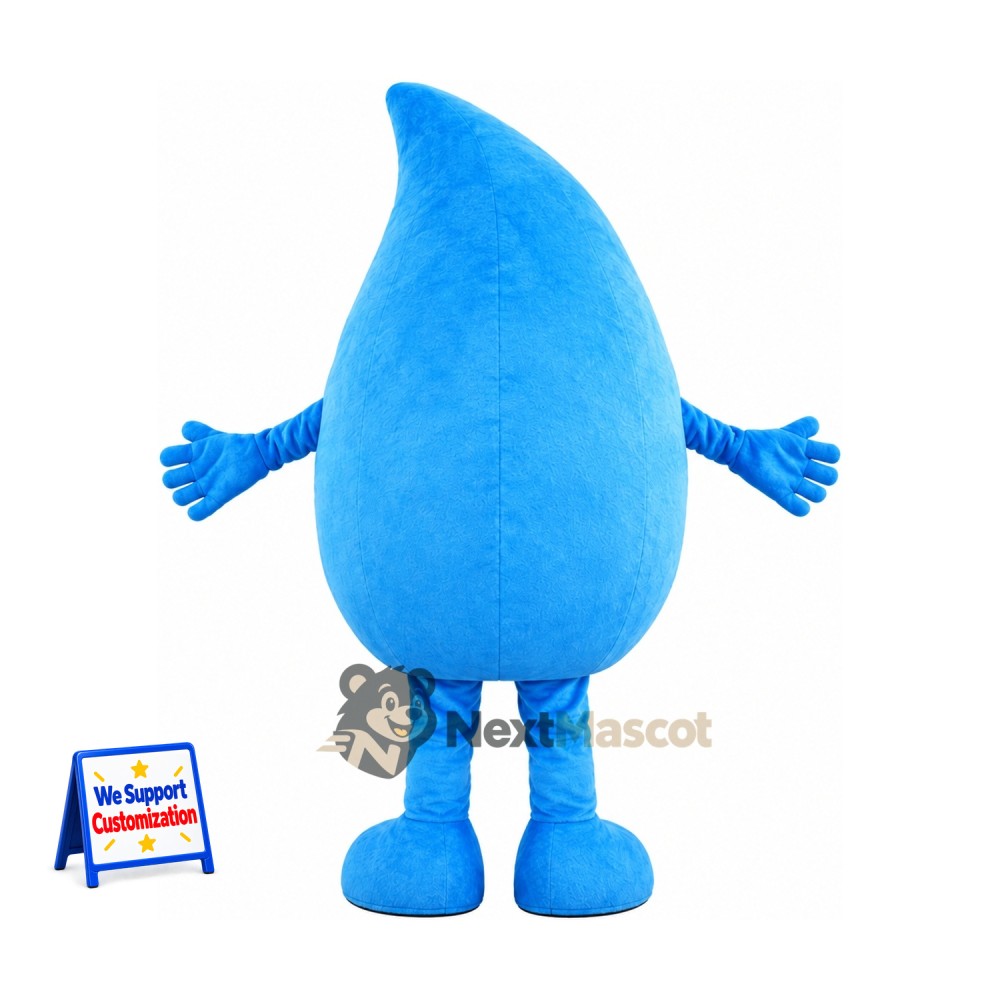 Water Drop Mascot Costume - Blue, Wide Smile Water Drop Mascot Costume - Blue, Wide Smile