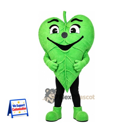 Leaf Mascot Costume - Green, Black Legs Leaf Mascot Costume - Green, Black Legs