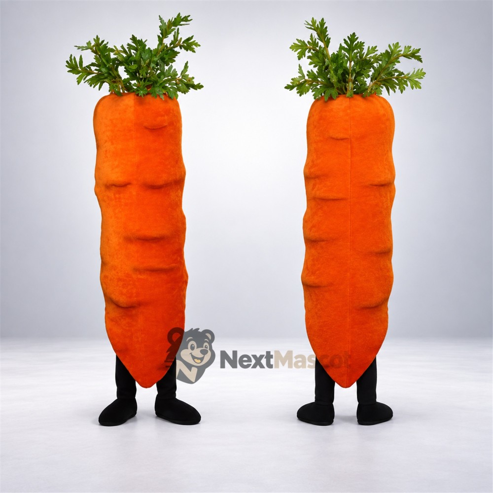 Carrot Mascot Costume - Leafy Green Top and Black Legs