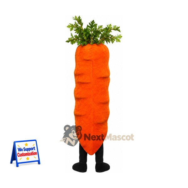 Carrot Mascot Costume - Leafy Green Top and Black Legs Carrot Mascot Costume - Leafy Green Top and Black Legs