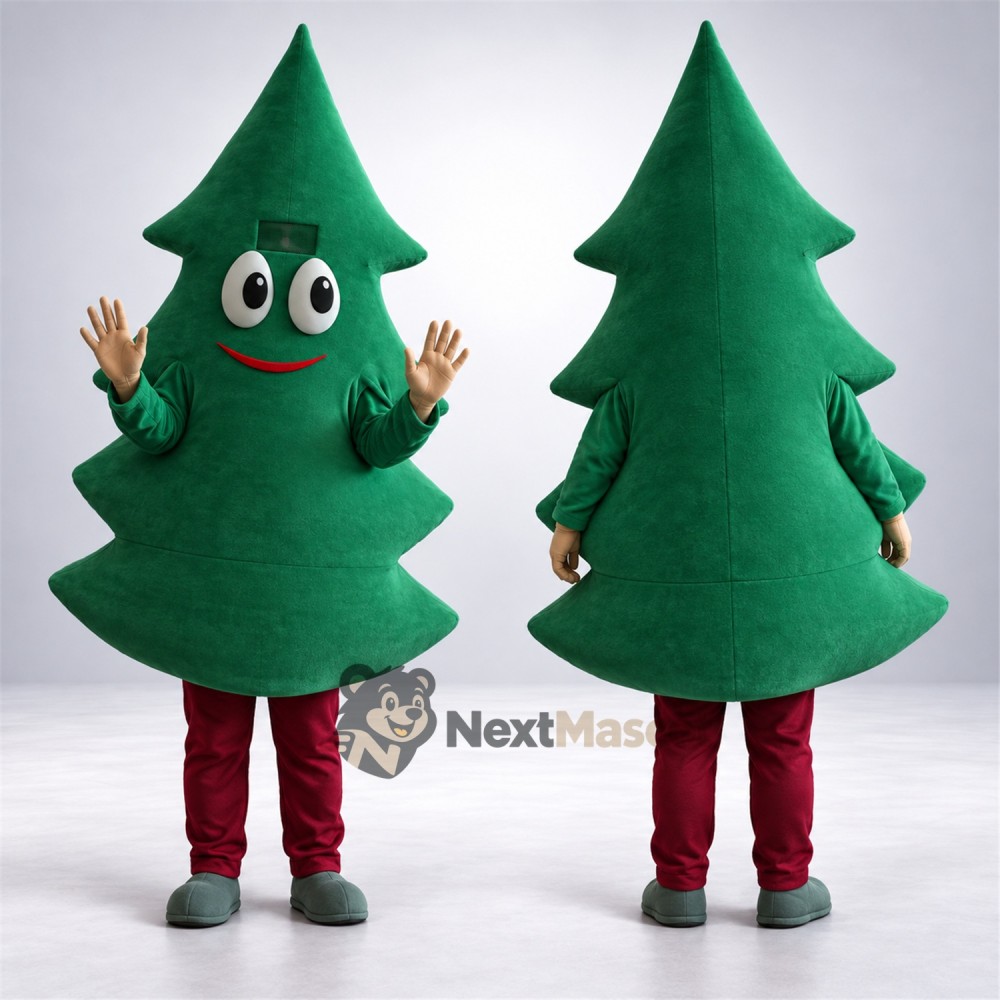 Evergreen Tree Mascot Costume - Red Legs Evergreen Tree Mascot Costume - Red Legs