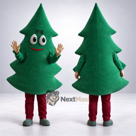 Evergreen Tree Mascot Costume - Red Legs Evergreen Tree Mascot Costume - Red Legs