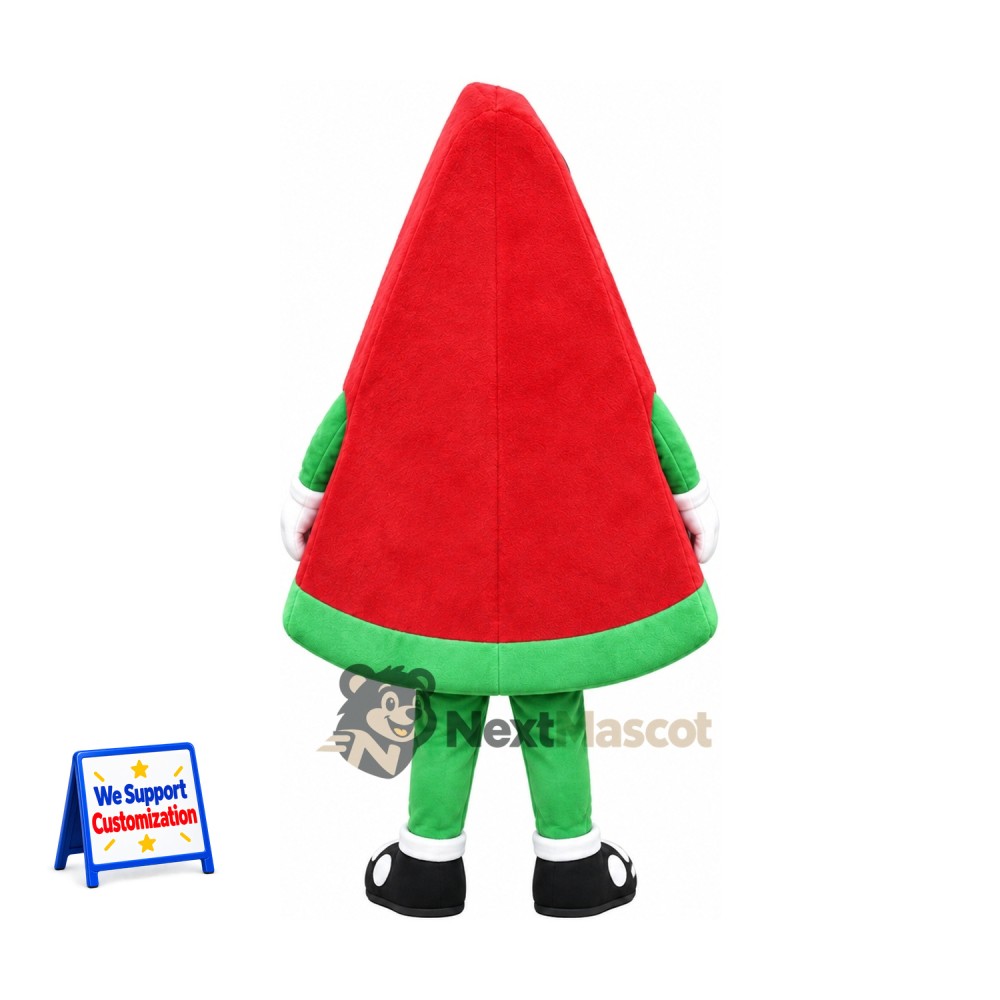Watermelon Slice Mascot Costume - Green Legs and Black Seeds for Food Festivals Watermelon Slice Mascot Costume - Green Legs and Black Seeds for Food Festivals