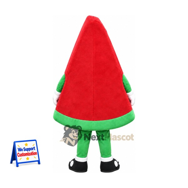 Watermelon Slice Mascot Costume - Green Legs and Black Seeds for Food Festivals Watermelon Slice Mascot Costume - Green Legs and Black Seeds for Food Festivals