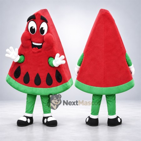 Watermelon Slice Mascot Costume - Green Legs and Black Seeds for Food Festivals Watermelon Slice Mascot Costume - Green Legs and Black Seeds for Food Festivals