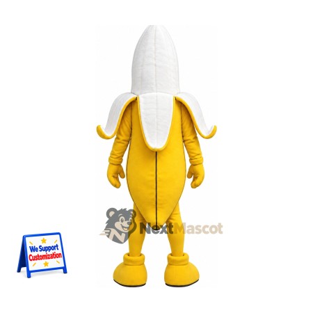 Peeled Banana Mascot Costume - White Face Peeled Banana Mascot Costume - White Face