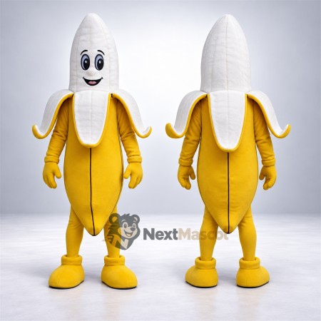 Peeled Banana Mascot Costume - White Face Peeled Banana Mascot Costume - White Face