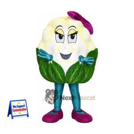 Cauliflower Mascot Costume - Purple Bow