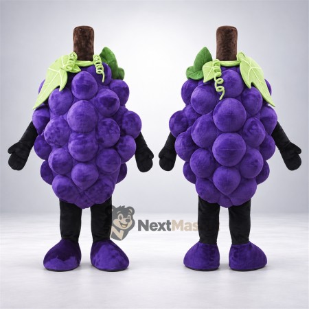 Grapes Mascot Costume - Purple, Black Arms and Legs for Food Festivals Grapes Mascot Costume - Purple, Black Arms and Legs for Food Festivals