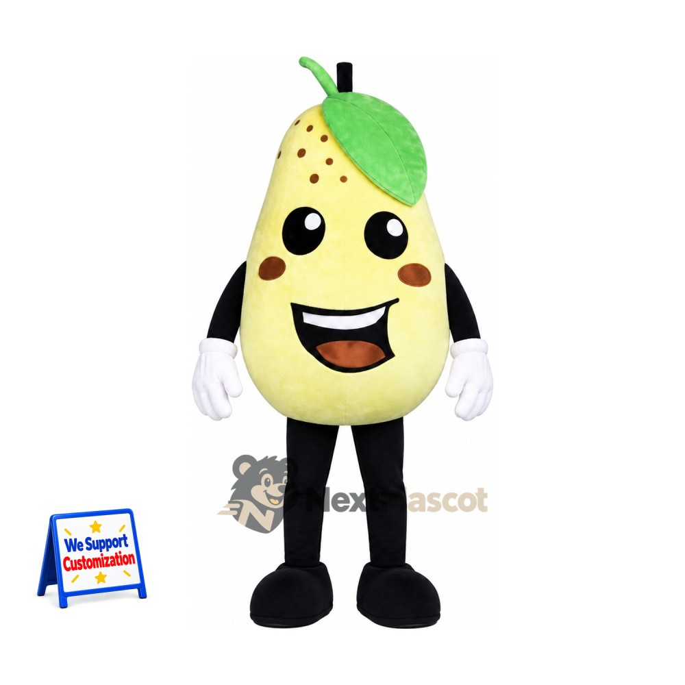 Pear Mascot Costume - Black Arms and Legs for Food Festivals Pear Mascot Costume - Black Arms and Legs for Food Festivals