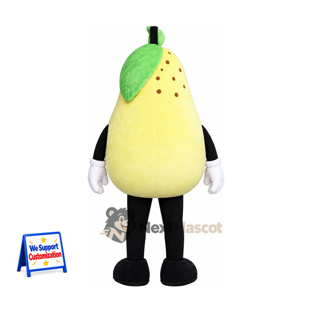 Pear Mascot Costume - Black Arms and Legs for Food Festivals Pear Mascot Costume - Black Arms and Legs for Food Festivals