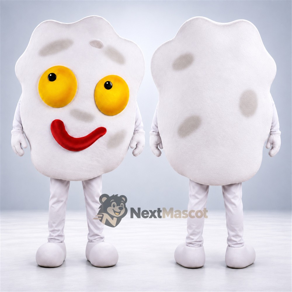 Fried Egg Mascot Costume - Two Yellow Eyes Fried Egg Mascot Costume - Two Yellow Eyes