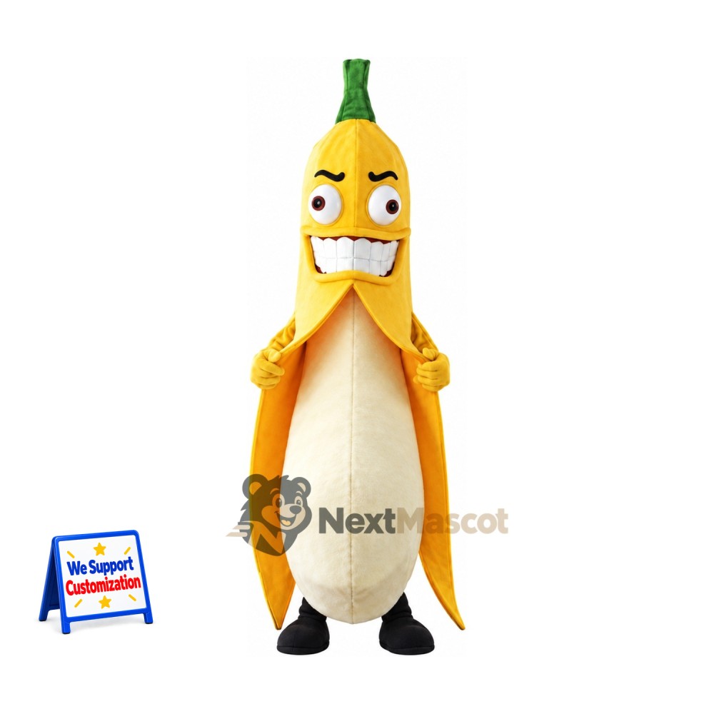 Peeled Banana Mascot Costume - Big White Teeth Peeled Banana Mascot Costume - Big White Teeth