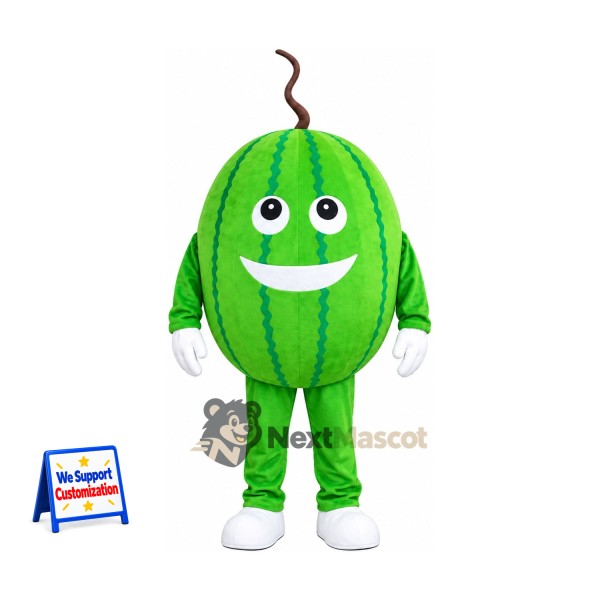 Watermelon Mascot Costume - Green Stripes and White Shoes for Food Festivals