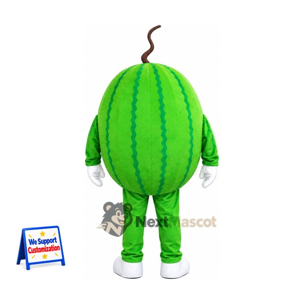 Watermelon Mascot Costume - Green Stripes and White Shoes for Food Festivals Watermelon Mascot Costume - Green Stripes and White Shoes for Food Festivals