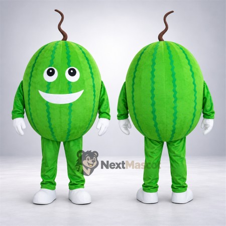 Watermelon Mascot Costume - Green Stripes and White Shoes for Food Festivals Watermelon Mascot Costume - Green Stripes and White Shoes for Food Festivals