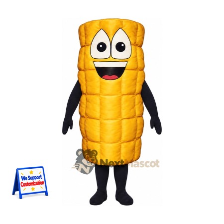 Corn Cob Mascot Costume - Big Smile and Black Legs for Food Festivals Corn Cob Mascot Costume - Big Smile and Black Legs for Food Festivals