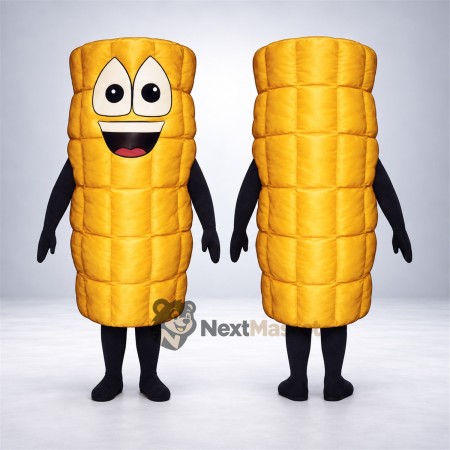 Corn Cob Mascot Costume - Big Smile and Black Legs for Food Festivals Corn Cob Mascot Costume - Big Smile and Black Legs for Food Festivals