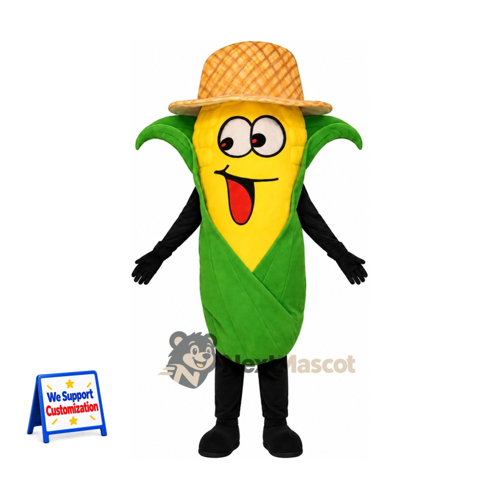 Corn Mascot Costume - Straw Hat Corn Mascot Costume - Straw Hat