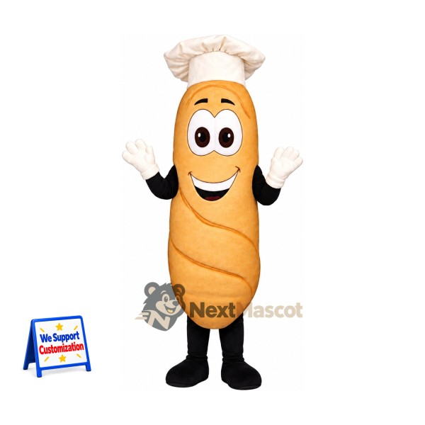 Bread Mascot Costume - Chef Hat and White Gloves for Food Festivals