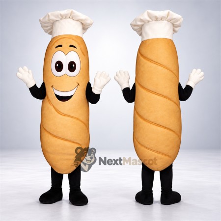 Bread Mascot Costume - Chef Hat and White Gloves for Food Festivals Bread Mascot Costume - Chef Hat and White Gloves for Food Festivals